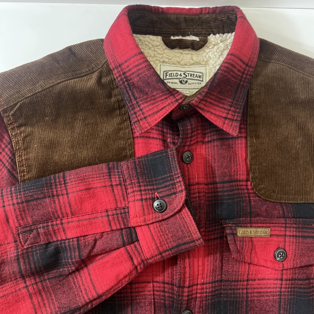 VTG Field & Stream Original Outfitter Small Jacket Red Lined Cotton, Corduroy